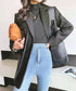 Faux Leather Panel Tailored Jacket